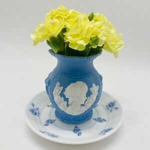 Powder Blue and White Cameo Bisque Vase